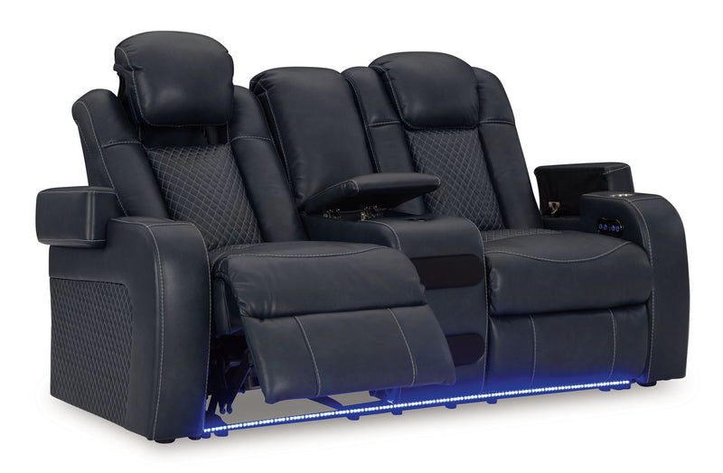Fyne-dyme - Power Reclining Loveseat With Console/Adj Hdrst - R&R Furniture Gallery (Fountain Valley, CA)