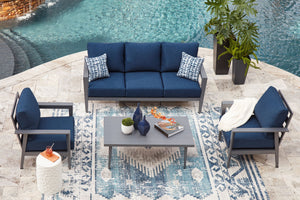 Gali - Sofa / Chairs / Table Set (Set of 4) - Gray / Blue - R&R Furniture Gallery (Fountain Valley, CA)