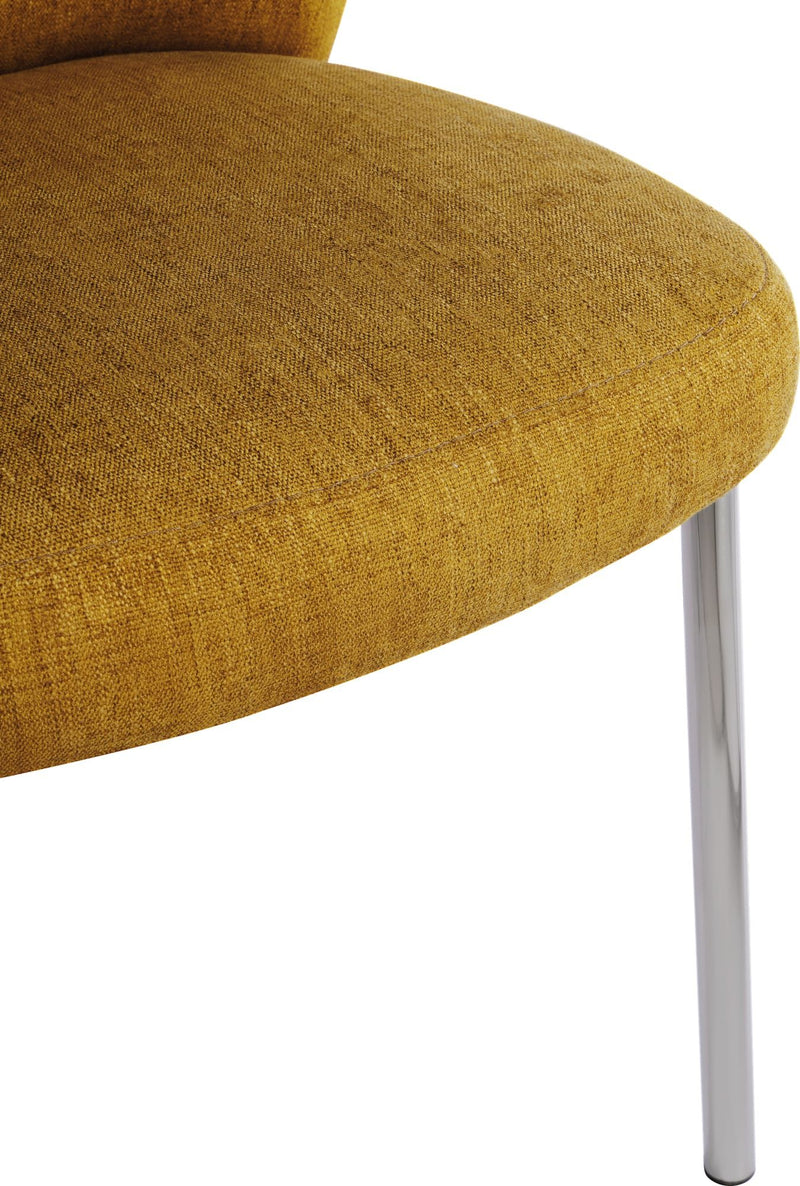 Fomo Chenille-upholstered Stainless Steel Base Dining Chair in Pineapple