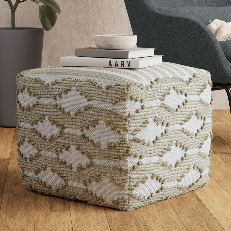 Rowan - Square Pouf Ottoman - Natural - R&R Furniture Gallery (Fountain Valley, CA)