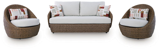 Double Point - Loveseat, Swivel Chairs Set (Set of 3) - Beige - R&R Furniture Gallery (Fountain Valley, CA)