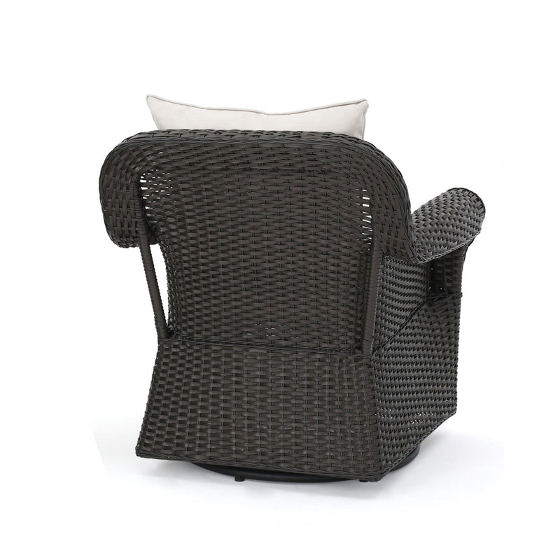 Amaya - Outdoor Swivel Rocker Chair With Water Resistant Cushions - Brown / Beige - R&R Furniture Gallery (Fountain Valley, CA)