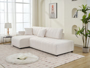 Urban Retreats Jessica lamb wool sectional sofa with chaise, showcasing its versatile stationary design and plush upholstery.