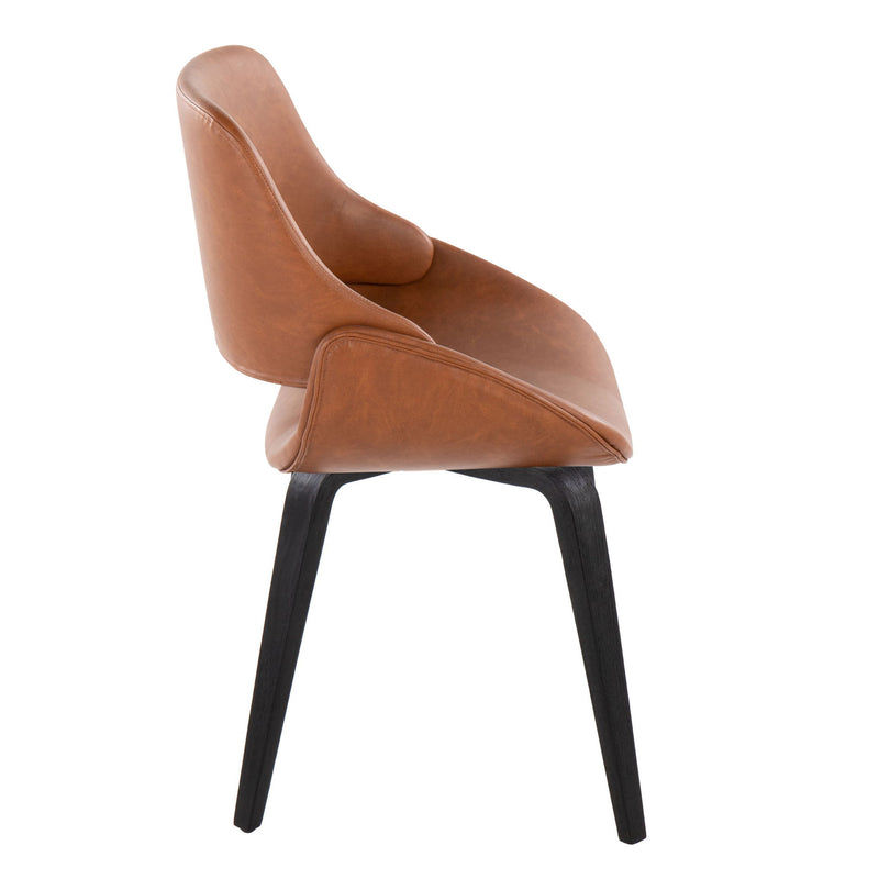 Set of two Lumi Source Fabrico Mid Century Modern dining chairs with comfortable design and sleek wooden legs.