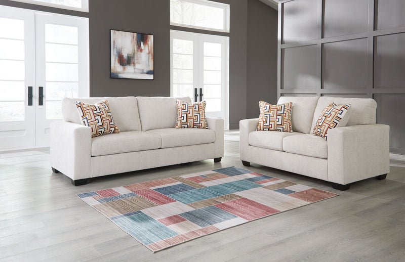 Signature Design by Ashley Aviemore living room set with stationary sofas and loveseats in a modern, comfortable fabric design.