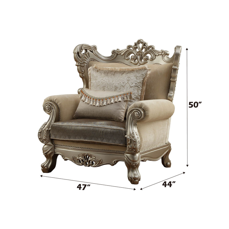 Ranita - Chair With 2 Pillows - Fabric & Champagne - R&R Furniture Gallery (Fountain Valley, CA)