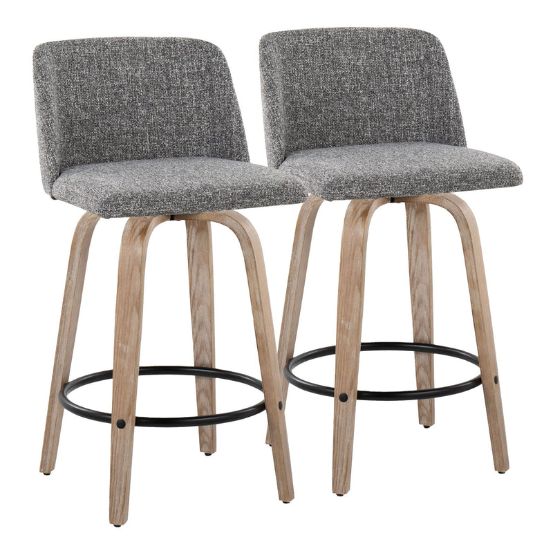 Toriano - Contemporary Fixed-Height Counter Stool & Swivel With Round Footrest (Set of 2) - R&R Furniture Gallery (Fountain Valley, CA)