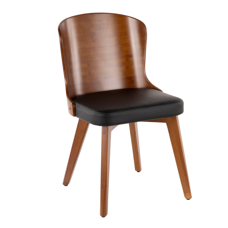 Lumi Source Bocello mid-century side chair with walnut wood frame and black seat cushion, showcasing stylish modern design.