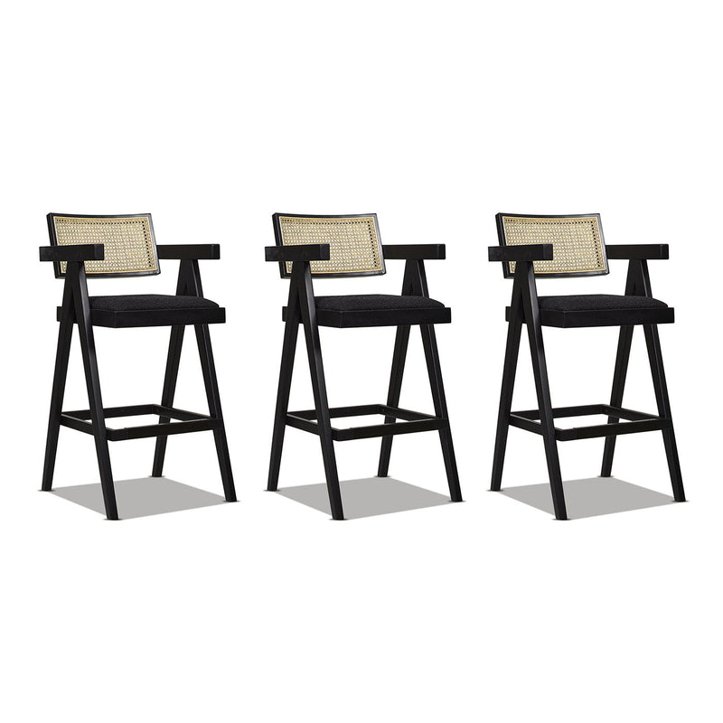 Milan - Modern Webbing Back Stool With Arms (Set of 3) - R&R Furniture Gallery (Fountain Valley, CA)