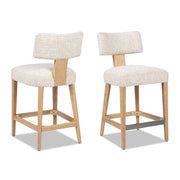 Penny - Round Arched Upholstered Counter Stool (Set of 2) - Travertine Beige - R&R Furniture Gallery (Fountain Valley, CA)