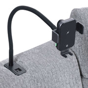 Fullar - Modular Console With Wireless Charger - Light Gary Chenille - R&R Furniture Gallery (Fountain Valley, CA)