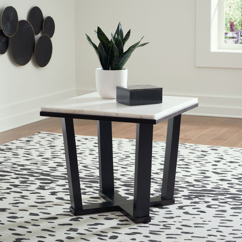 Fostead - Square End Table - White / Espresso - R&R Furniture Gallery (Fountain Valley, CA)