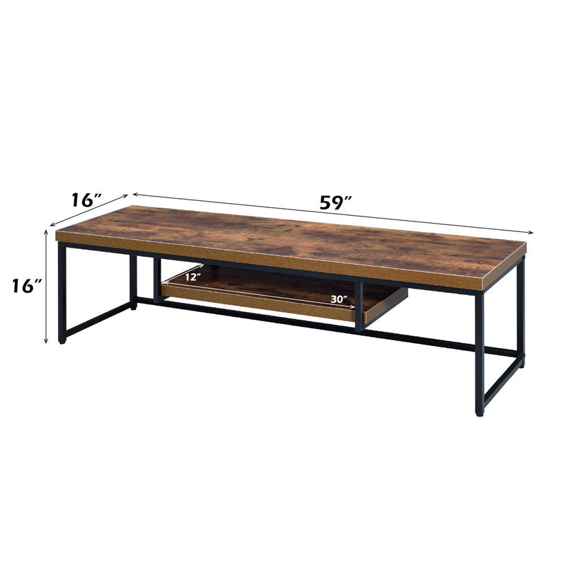 Bob - 16" TV Stand - Weathered Oak & Black Metal - R&R Furniture Gallery (Fountain Valley, CA)