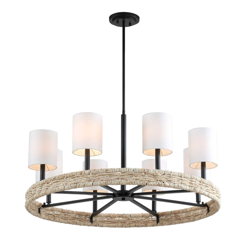 Faiyam - 8 Light Rattan Chandelier - Black