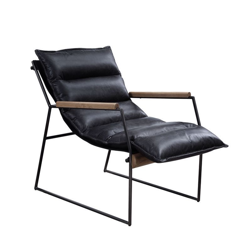 Luberzo - Accent Chair - Distress Espresso Top Grain Leather & Matt Iron - R&R Furniture Gallery (Fountain Valley, CA)