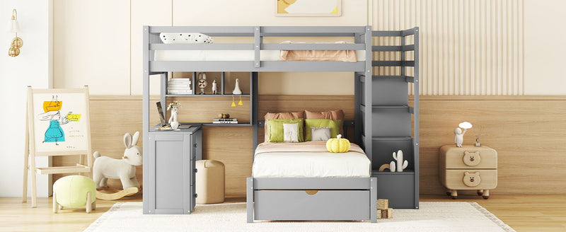 Bunk Bed With Desk, Drawers And Shelves - R&R Furniture Gallery (Fountain Valley, CA)