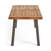 Della - Modern Industrial Dining Table With Acacia Wood Top - Teak - R&R Furniture Gallery (Fountain Valley, CA)