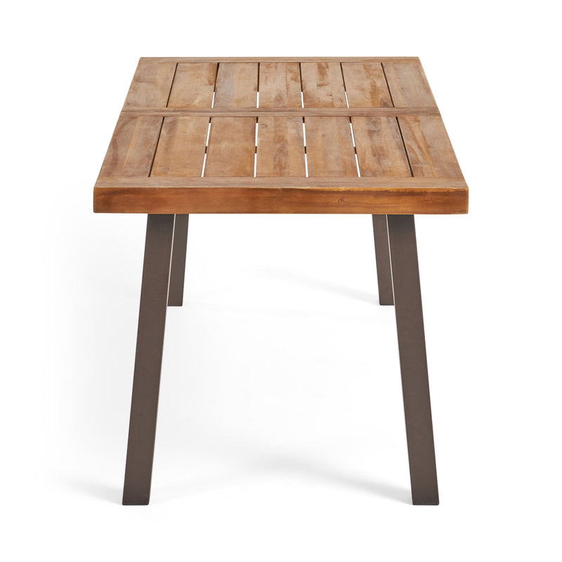 Della - Modern Industrial Dining Table With Acacia Wood Top - Teak - R&R Furniture Gallery (Fountain Valley, CA)