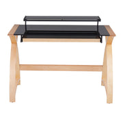Lumi Source Bentley mid-century modern office desk with natural wood finish and black lift-top, sleek and stylish workspace furniture