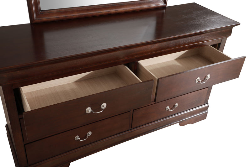Elegant traditional storage dresser by Glory Furniture with multiple drawers and a polished wood finish.