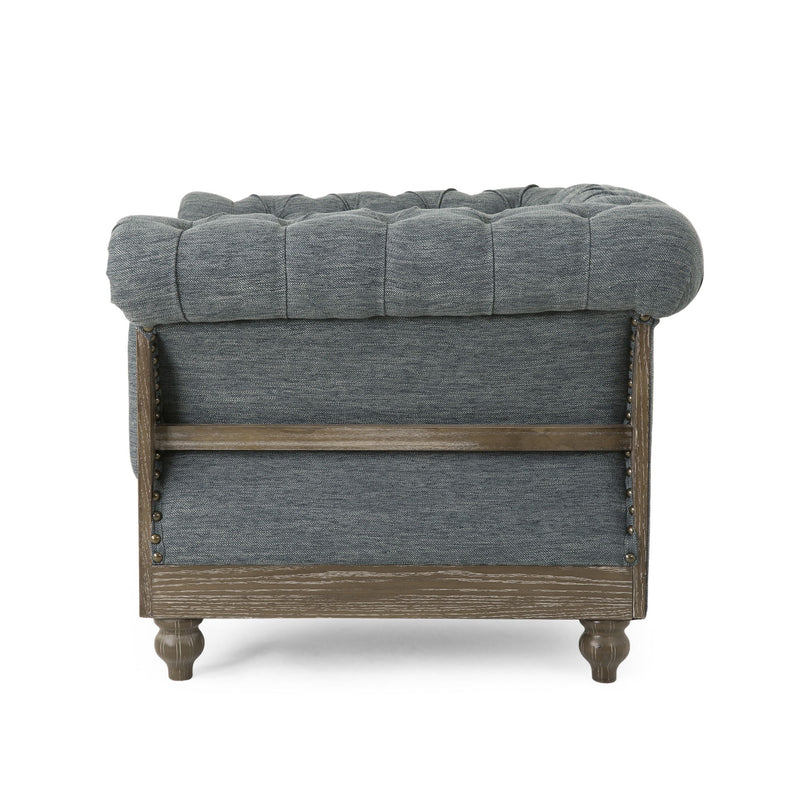 Fabric Upholstered Club Chair With Scrolled Tuxedo Arms - R&R Furniture Gallery (Fountain Valley, CA)