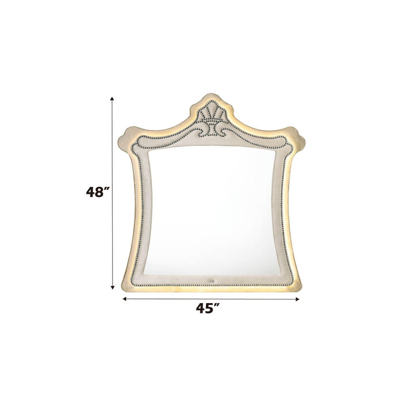 Lucienne - Mirror With LED - Beige Velvet - R&R Furniture Gallery (Fountain Valley, CA)