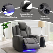 Leuco - Power Motion Recliner With Cup Holder, Control, LED & Power Headrest - Gray - R&R Furniture Gallery (Fountain Valley, CA)