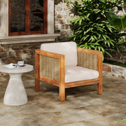 Outdoor Club Chair With Rope Arm And Cushions - Beige / Teak - R&R Furniture Gallery (Fountain Valley, CA)