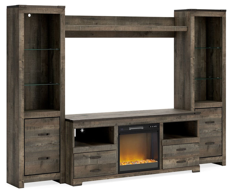 Trinell - 4-Piece Entertainment Center With TV Stand And Fireplace Insert - R&R Furniture Gallery (Fountain Valley, CA)