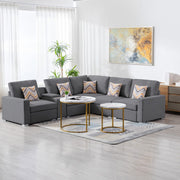Nolan - Fabric 6 Piece Sectional Sofa With Pillows And Interchangeable Legs - R&R Furniture Gallery (Fountain Valley, CA)