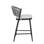 Outdoor 26" Counter Height Metal Frame Counter Stools With Scallop Shaped Backrest & Water Resistant Cushions - R&R Furniture Gallery (Fountain Valley, CA)