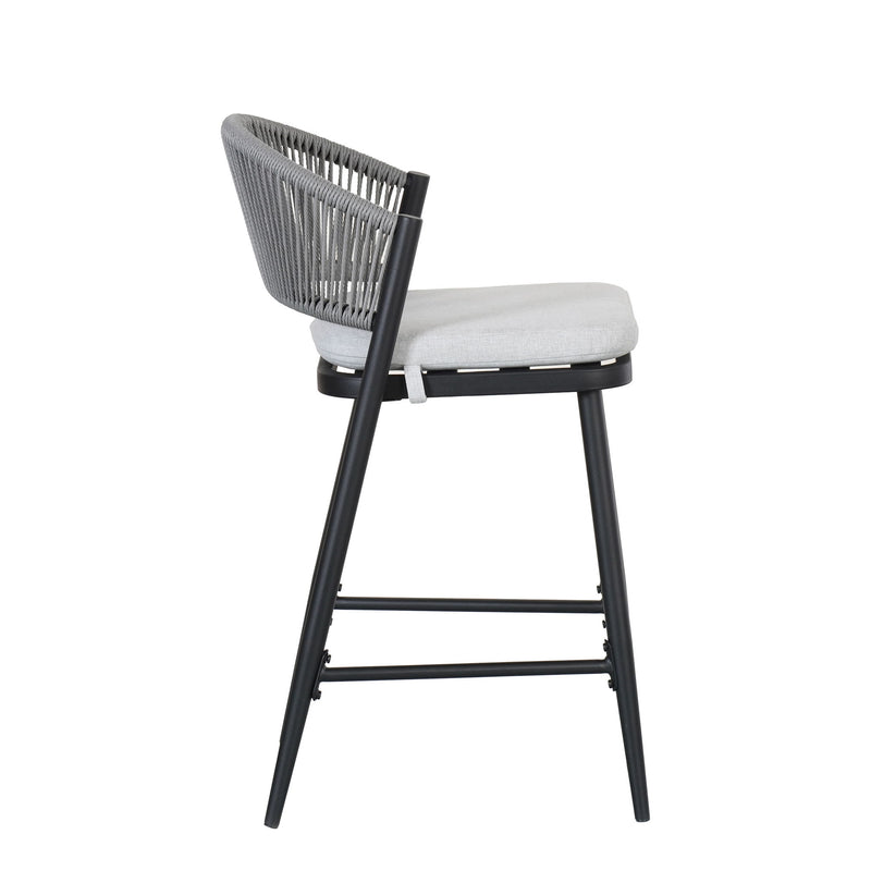 Outdoor 26" Counter Height Metal Frame Counter Stools With Scallop Shaped Backrest & Water Resistant Cushions - R&R Furniture Gallery (Fountain Valley, CA)