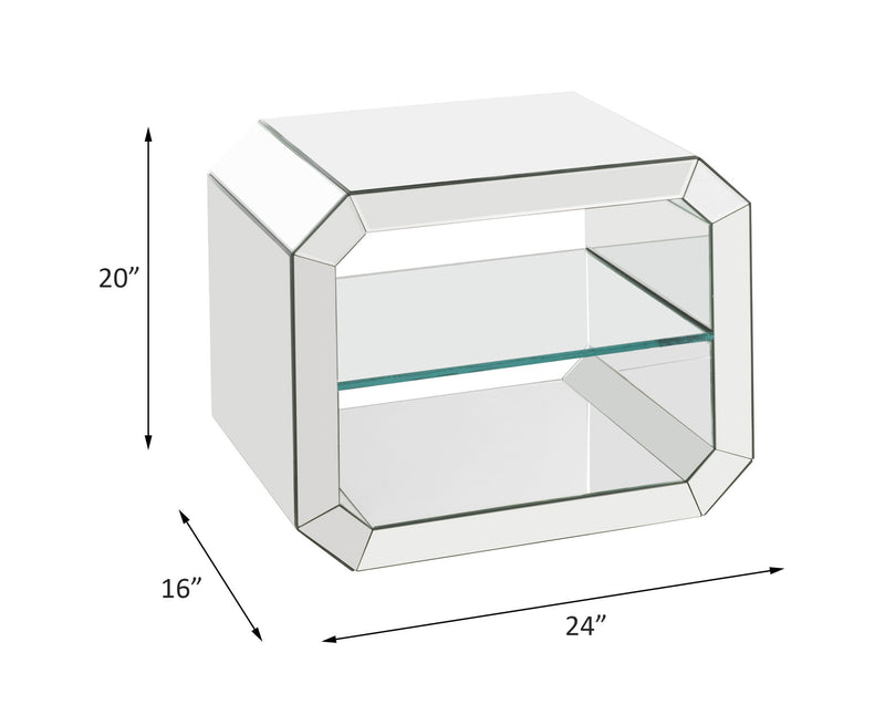 Dominic - 20" Accent Table - Mirrored - R&R Furniture Gallery (Fountain Valley, CA)