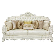 Adara - Sofa With 7 Pillows - Pearl White Synthetic Leather & Antique White - R&R Furniture Gallery (Fountain Valley, CA)