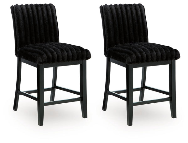 Mervannie - Upholstered Barstool (Set of 2) - Black