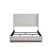 House & Home Furniture Hale upholstered wingback bed with padded headboard and fabric upholstery in a stylish bedroom setting.