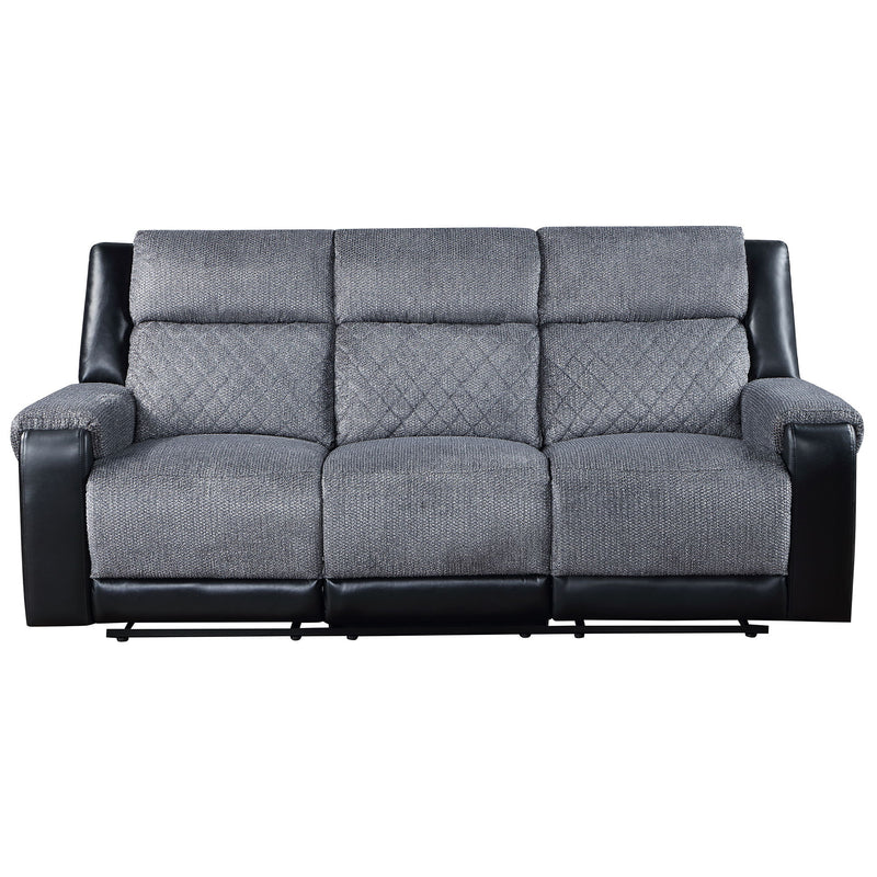 Alicia - Reclining Sofa - Gray / Black - R&R Furniture Gallery (Fountain Valley, CA)