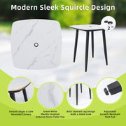 Modern Outdoor Patio Bar Set, Rounded Square Table & Bar Chairs, Non Rust Frame, Tapered Legs, Sunbrella Cushion - R&R Furniture Gallery (Fountain Valley, CA)