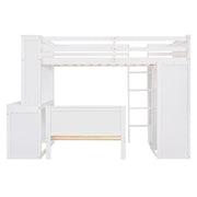 DreamHaus loft bed with standalone bed, shelves, desk, and wardrobe in a modern bedroom setup
