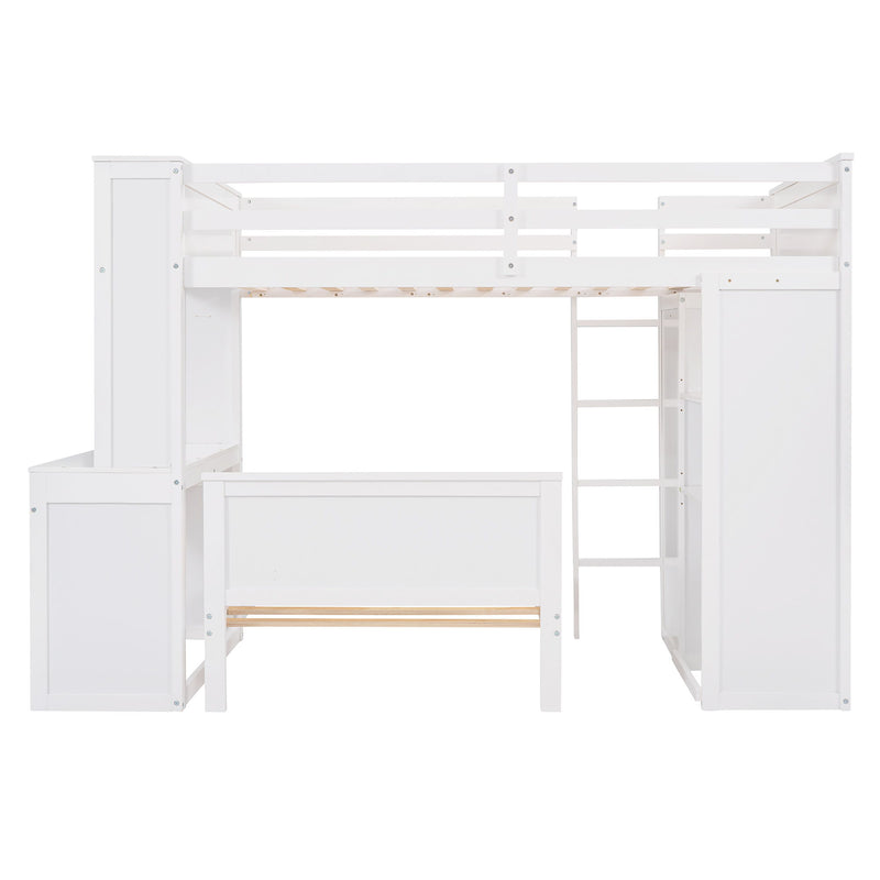 DreamHaus loft bed with standalone bed, shelves, desk, and wardrobe in a modern bedroom setup