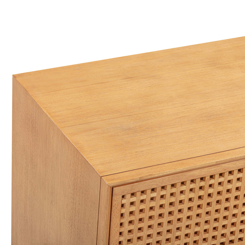 TOV Furniture Miles natural 6-drawer dresser with sleek wood finish and modern design, featuring metal handles and spacious drawers.