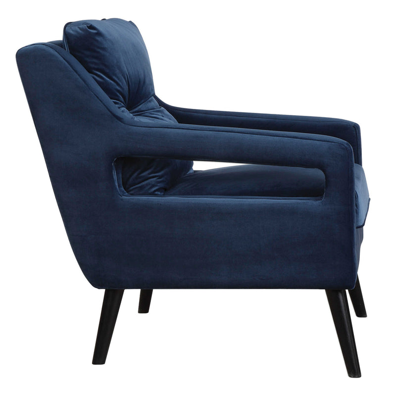 Uttermost O'Brien armchair with plush fabric upholstery and wooden legs, stylish and comfortable for living room seating.