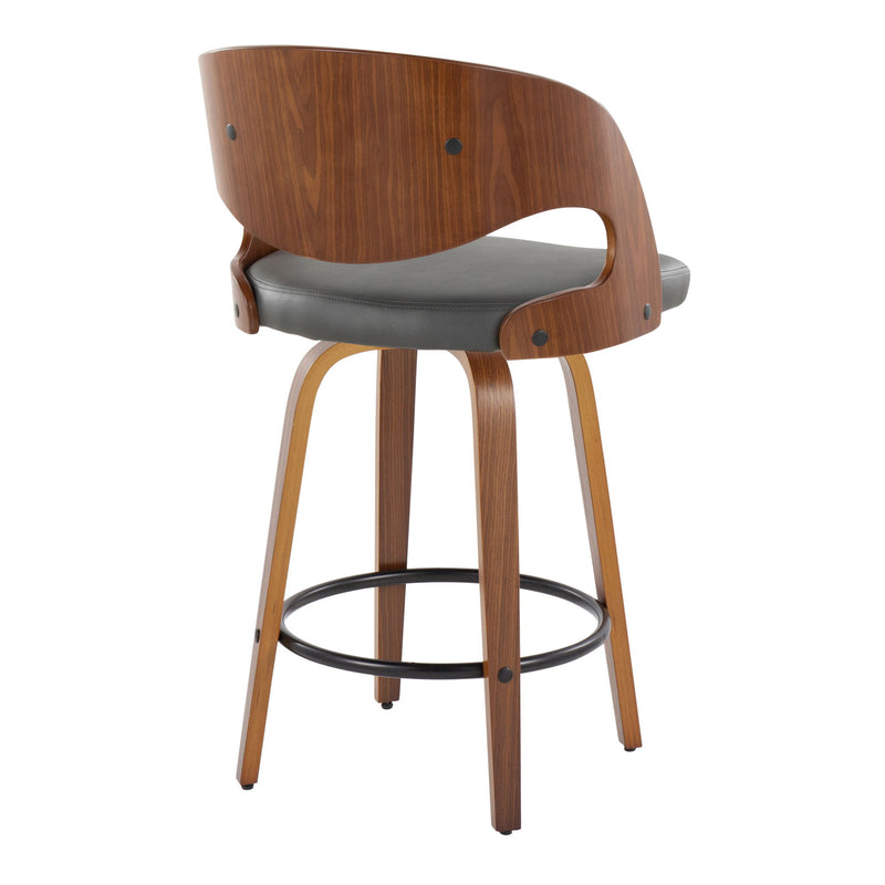 Set of two Lumi Source Pino mid-century modern fixed height barstools with swivel, round footrest, and sleek design.