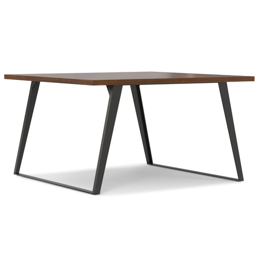 Simpli-Home Lowry handcrafted square dining table with a wooden finish, ideal for modern kitchen or dining room settings.