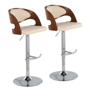 Lumi Source Pino mid-century modern adjustable barstool with swivel seat and wooden legs, ideal for contemporary home bar or counter.