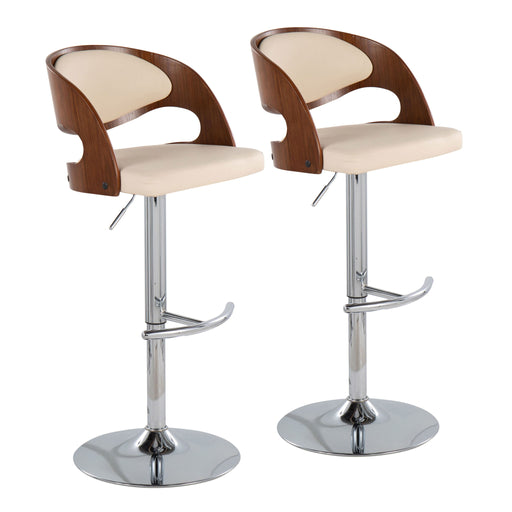 Lumi Source Pino mid-century modern adjustable barstool with swivel seat and wooden legs, ideal for contemporary home bar or counter.