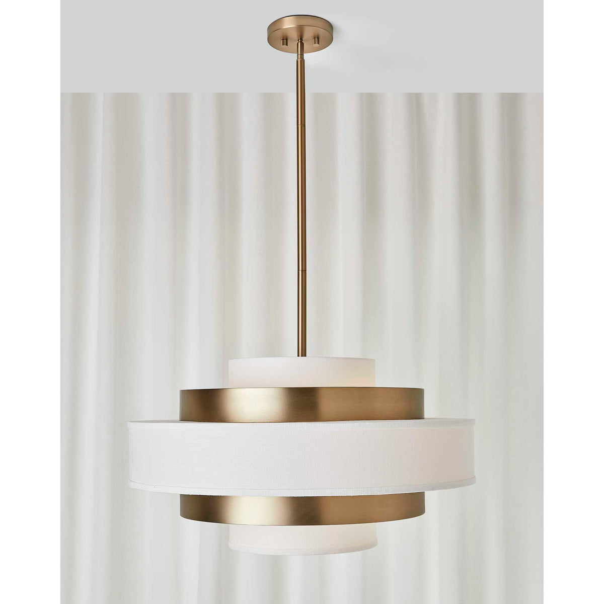 Radio City - 6 Light Pendant - Brass / White