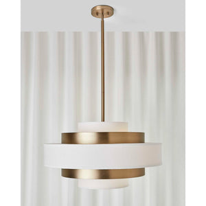 Radio City - 6 Light Pendant - Brass / White