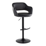 Lumi Source Margarite contemporary adjustable barstools with swivel, rounded T footrest, set of 2, featuring modern design and cushioned seats.