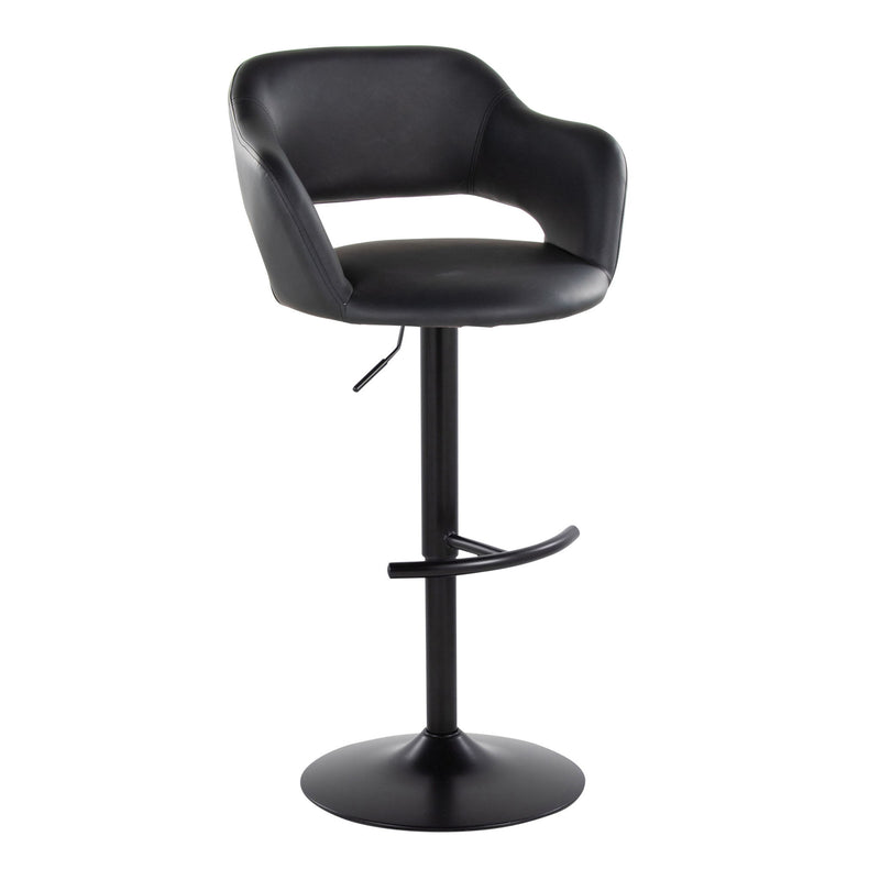 Lumi Source Margarite contemporary adjustable barstools with swivel, rounded T footrest, set of 2, featuring modern design and cushioned seats.